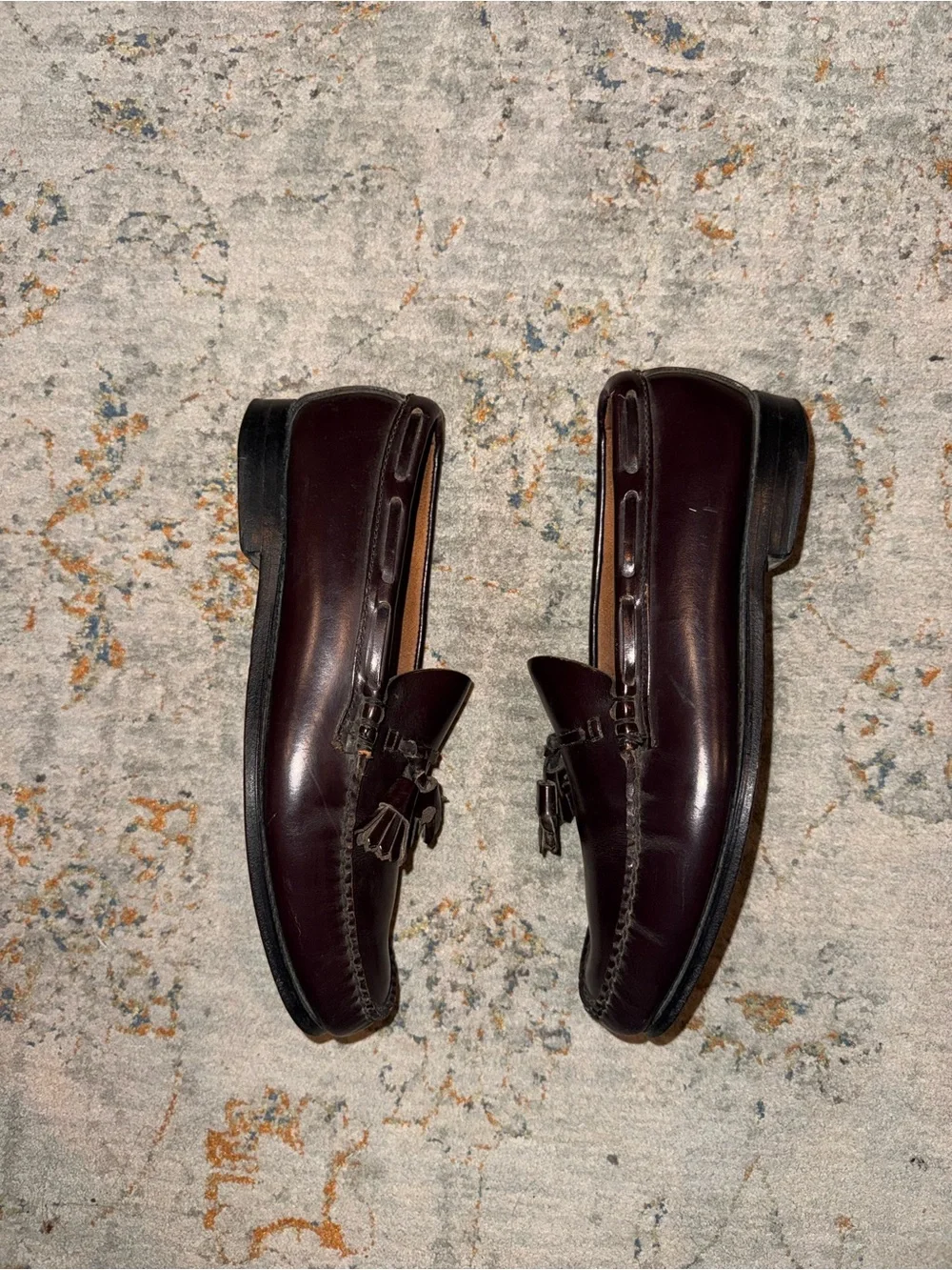 Men's Burgundy Tassel Loafers - Classic Leather Slip-On GH Bass 8 E